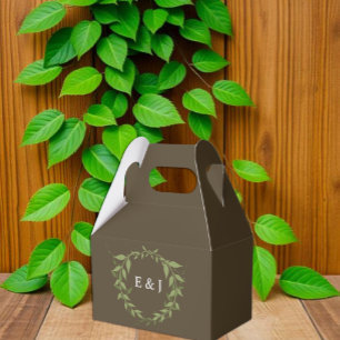 Caja Para Regalos Corona Botánica Boda Tonos Terrosos