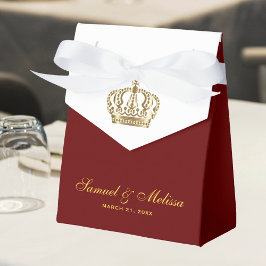 Caja Para Regalos Corona de Boda Ornamentada de Oro Rojo Elegante