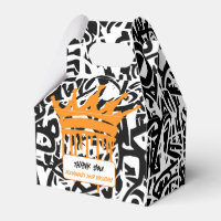 Corona de Grafiti Negro Naranja Cumpleaños Gracias