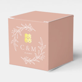 Caja Para Regalos Corona de hojas boho rosa polvoriento boda china m