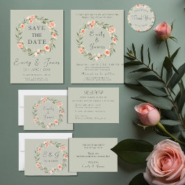 Caja Para Regalos corona verde, romántica rosa