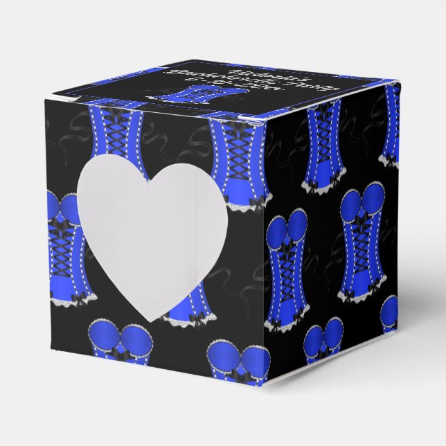Caja Para Regalos Corsé Azul Coqueto Corazón (Anverso)