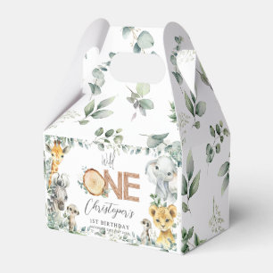 Caja Para Regalos Corte Jungle Animals Greenery Boy Chica Primer cum