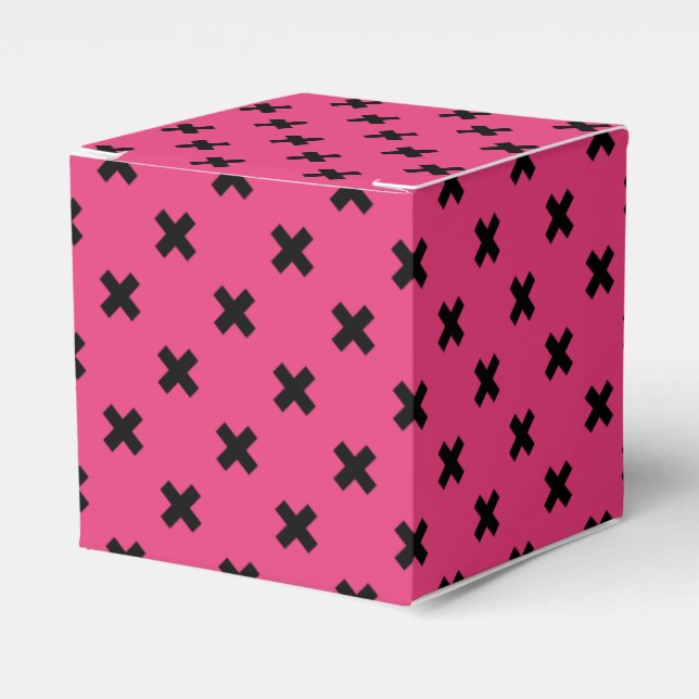 Caja Para Regalos Costillas cruzadas negras en fuchsia (Costado Anverso)