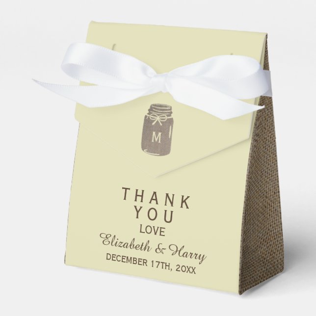 Caja Para Regalos Country Burlap Mason Jar Boda (Front Side)