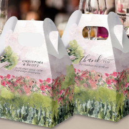 Caja Para Regalos Country Meadow Watercolor Rosa polvoriento Boda