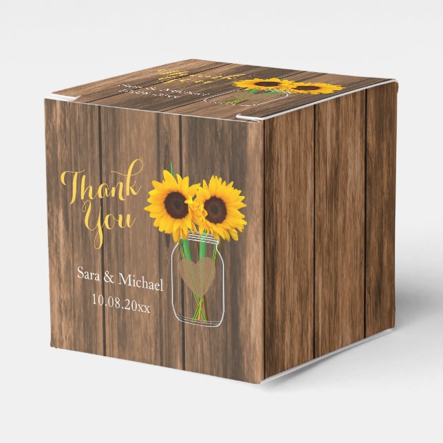 Caja Para Regalos Country Sunflower Mason Jar - Gracias (Costado Anverso)