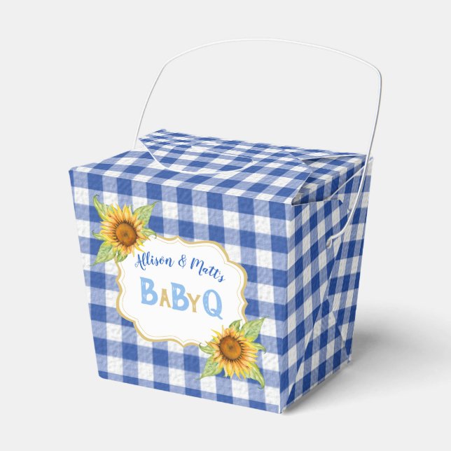 Caja Para Regalos Country Sunflowers Blue Gingham Check BabyQ BBQ (Front Side)