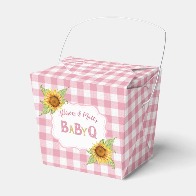 Caja Para Regalos Country Sunflowers Pink Gingham Check BabyQ BBQ (Front Side)