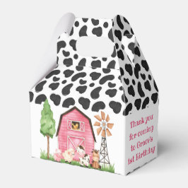 Caja Para Regalos Cow/ Pink Farm Barnyard Birthday Party Favbox