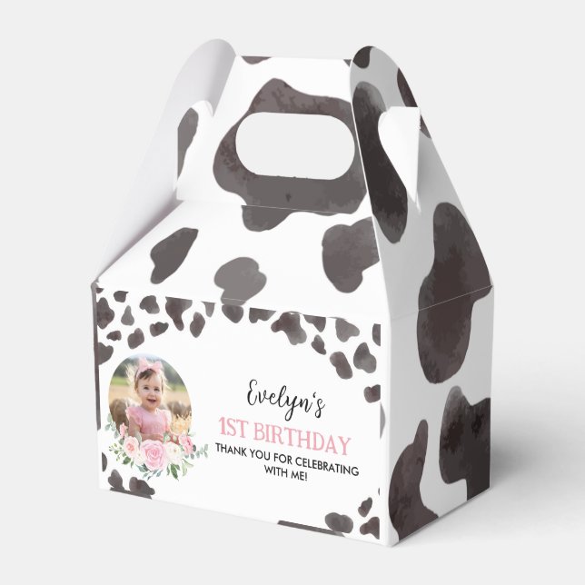 Caja Para Regalos Cow Print Birthday Party Favorito Box (Front Side)