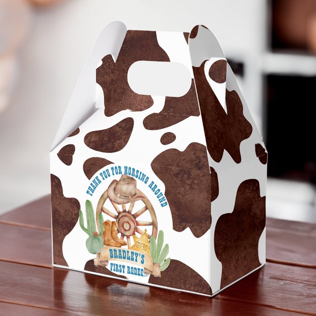 Caja Para Regalos Cowboy 1rodeo occidente cumpleaños personalizado (Cowboy 1st rodeo western birthday personalized favor box)