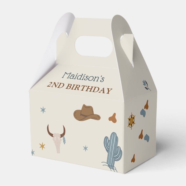 Caja Para Regalos Cowboy Occidental Birthday Party Favor Box (Front Side)