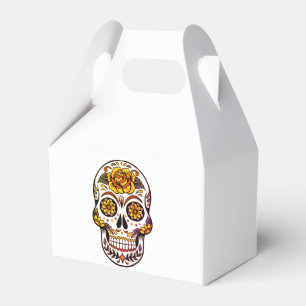 Caja Para Regalos Cráneo de azúcar rosa amarillo