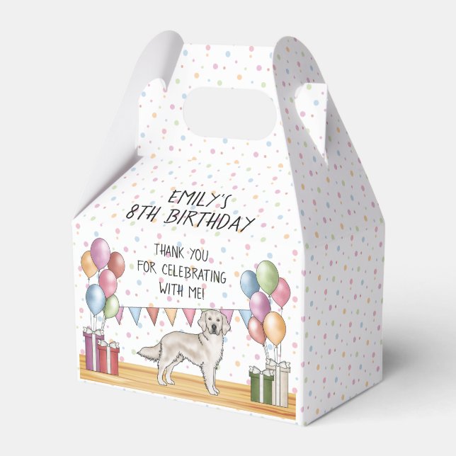 Caja Para Regalos Cream Golden Retriever Kids Birday Gracias (Front Side)