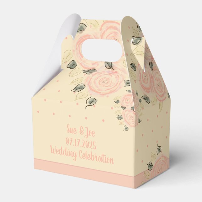 Caja Para Regalos Cream Peach y Pink Polka Dot Artsy (Front Side)