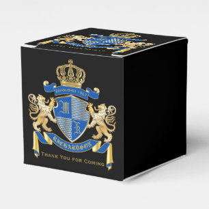 Caja Para Regalos Cree su propio emblema azul del león del oro del