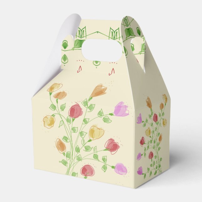 Caja Para Regalos Crema con flores (Reverso)