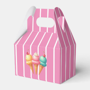 Caja Para Regalos Crema de helado rayado rosa