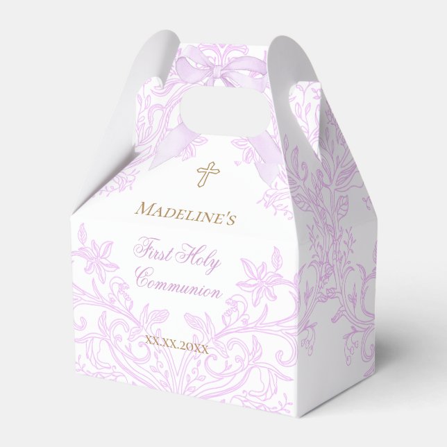 Caja Para Regalos cresta de lila acuarela | Primera Comunión (Front Side)