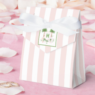Caja Para Regalos Cresta de Monograma de Rayas de Cabaña Palm Beach
