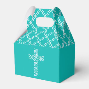 Caja Para Regalos Cruce en la primera comunión de Robin's Egg Blue