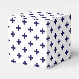 Caja Para Regalos Cruces de polka azul marino sobre blanco