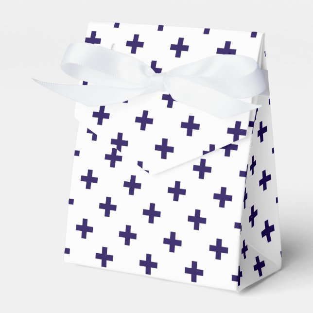 Caja Para Regalos Cruces de polka azul marino sobre blanco (Front Side)