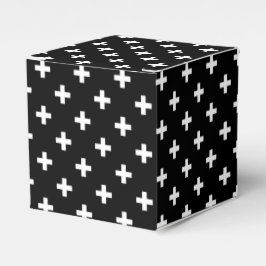 Caja Para Regalos Cruces de polka blanca sobre negro