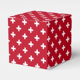 Caja Para Regalos Cruces de polka blanca sobre rojo