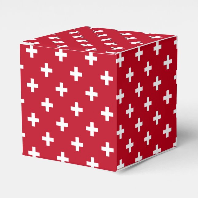 Caja Para Regalos Cruces de polka blanca sobre rojo (Costado Anverso)