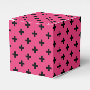 Caja Para Regalos Cruces de polka negra en fucsia