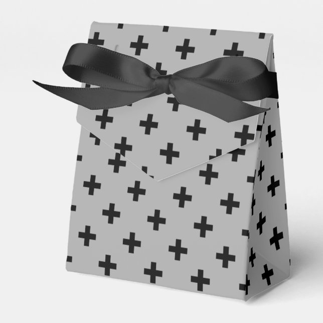 Caja Para Regalos Cruces de polka negra en gris (Front Side)