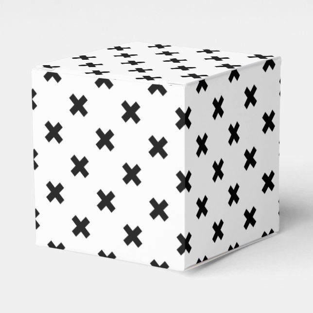 Caja Para Regalos Cruces de polka negra sobre blanco (Costado Anverso)