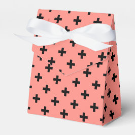Caja Para Regalos Cruces de polka negra sobre melocotón