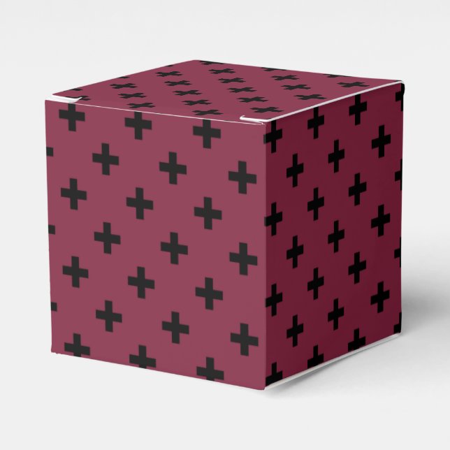 Caja Para Regalos Cruces de polka negra sobre morera (Costado Anverso)
