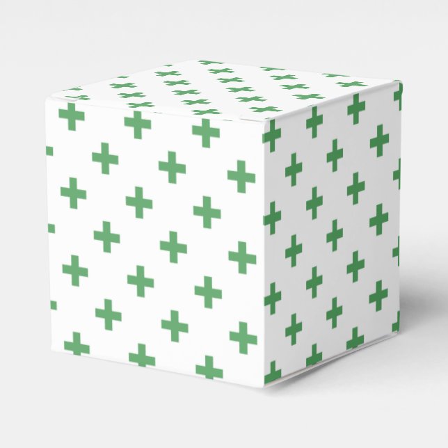 Caja Para Regalos Cruces de polka verde sobre blanco (Costado Anverso)