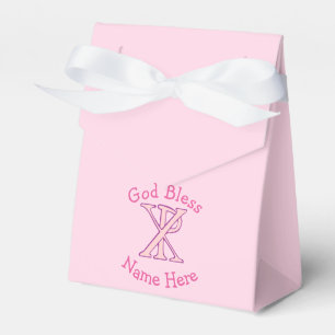 Caja Para Regalos Cruz cristiana Chi Ro rosa en personalizado rosa