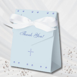 Caja Para Regalos Cruz cristiana de bautizo azul polvoriento