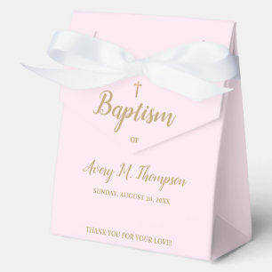 Caja Para Regalos Cruz de oro rosa Faux Script Baptism FavBox