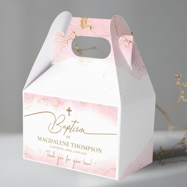 Caja Para Regalos Cruz de Oro Rosa Gracias Bautismo Chica (Subido por el creador)
