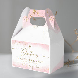 Caja Para Regalos Cruz de Oro Rosa Gracias Chica Christening
