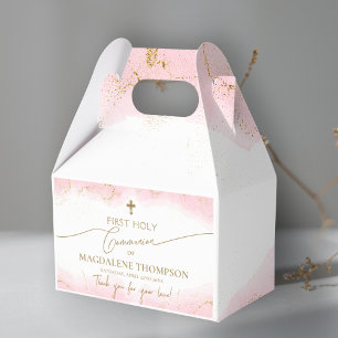 Caja Para Regalos Cruz de Oro Rosa Gracias Chica Primera Comunicació
