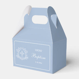 Caja Para Regalos Cruz floral simple en bautismo azul claro