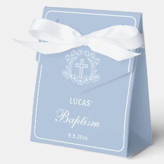 Caja Para Regalos Cruz floral simple en bautismo azul claro Gran car