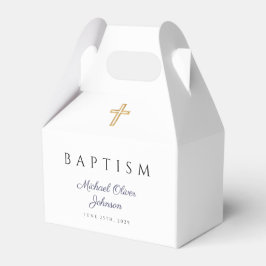 Caja Para Regalos Cruz Religiosa de Escritura Azul Marino Niño Bauti