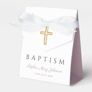 Caja Para Regalos Cruz Religiosa Escritura Morada Bautizo Niña