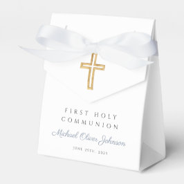 Caja Para Regalos Cruz Religiosa Niño Azul Primera Comunión