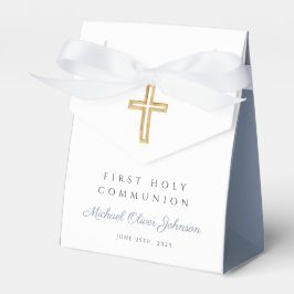 Caja Para Regalos Cruz Religiosa Niño Azul Primera Comunión