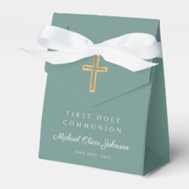 Caja Para Regalos Cruz religiosa verde niño primera comunión